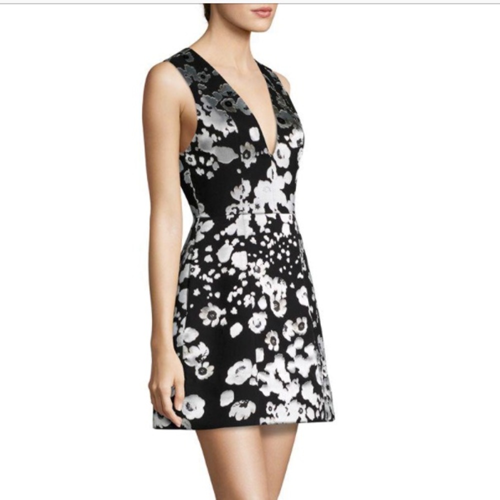 Alice and Olivia black/white/silver floral dress - Picture 1 of 3